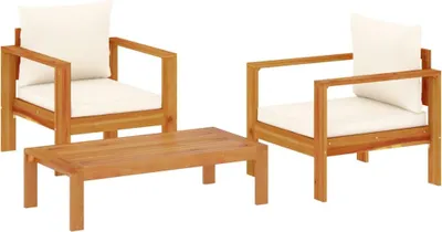 Image de vidaXL Ensemble de canapé de jardin 3 pièces avec coussins en bois massif d'acacia