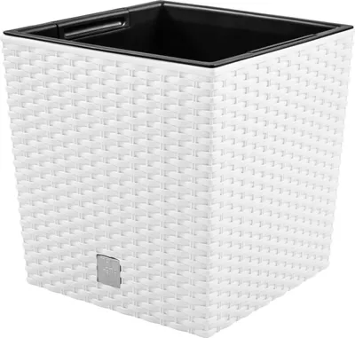 Produktbild von Blumentopf + Einsatz Blumenkübel Rattan RATO LOW DRTS400L Weiß