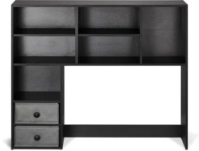 Productafbeelding van Boekenkast, opbergkast met 3 niveaus, 94 x 25,4 x 79,2 cm, houten plank met 2 vakken, zwart, geschikt voor kantoor, thuis en studentenkamers