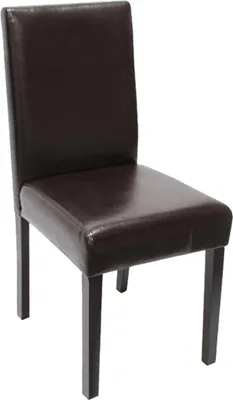 Obrázok produktu pre Jedálenská stolička Littau, kuchynská stolička, Imitácia kože ~ hnedá, tmavé nohy