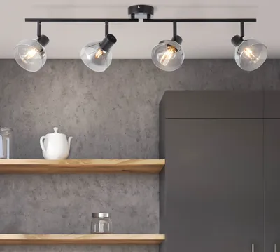 Produktbild von BRILLIANT Deckenstrahler Reflekt | dekorative Deckenleuchte | Glas/Metall | Schwarzmatt/rauchglas | 4x E14 max. 18W