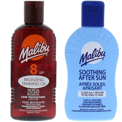 Zdjęcie produktu dla Malibu Olejek Do Opalania SPF8 200ml + Balsam Po Opalaniu 200ml