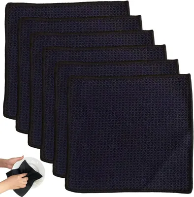 Obrázok produktu pre Mikrovláknové utierky na riad 20 x 20 cm, 6 ks, čierne, savé, do kuchyne
