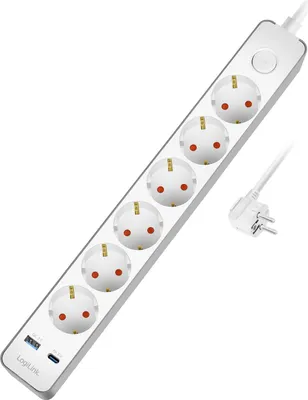 Zdjęcie produktu dla Listwa zasilająca 6-gniazdowa + USB-A/USB-C PD 20 W, przełącznik, 1,4 m, biała