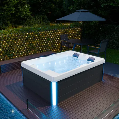 Produktbild von TroniTechnik® Outdoor Whirlpool Spa ELBA 210cm x 150cm mit Heizung, Hydromassage, Sanitäracryl, Farblicht, Abdeckung
