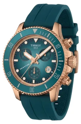 Zdjęcie produktu dla Tissot Seastar 1000 Chronograph, 38 mm, kolor turkusowy, numer modelu: T120.217.37.041.00