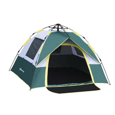 Produktbild von Campingzelt mit Heringen Polyester Kuppelzelt für 3 Personen 205x195x135cm Grün