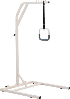 A medical bed assist device with a handle.