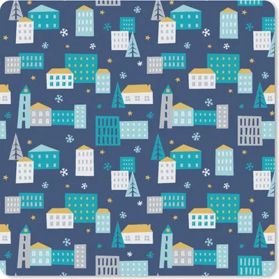 Produktbild von MuchoWow® Mauspad Mousepad Winter - Stadt - Nacht - Muster 20x20 cm - Mousepads - Maus Mat - Pad - Mausunterlage - Desk Mat - Bureauartikeln