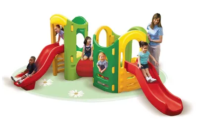 Image de Little Tikes 8-in-1 Playground, 3 ans, plastique, 59,8 kg, vert, orange, rouge, jaune
