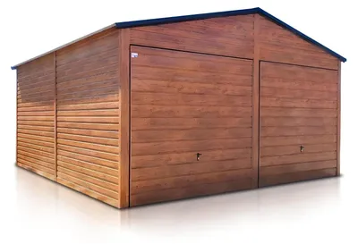 Produktbild von Fertiggarage Doppelgarage 6x6m Holzoptik Satteldach Schwingtor Holzoptik