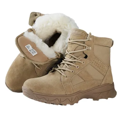 Produktbild von Schneestiefel Herren, Warm Gefüttert  Winterschuhe Outdoor Winterstiefel, Khaki Größe 43