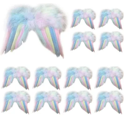 Produktbild von 12x Mini Engelsflügel Christbaumschmuck Bunt 10x8cm Federanhänger für Deko