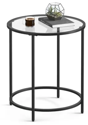Produktbild von VASAGLE Beistelltisch rund, Glastisch mit Hartglas und Metallgestell