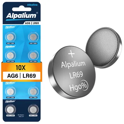 Produktbild von AG6 LR69 Knopfzelle Batterien 10er Pack - Alkaline, 1.5V Alpalium für Armbanduhren, Taschenrechner, Messgeräte und Thermometer