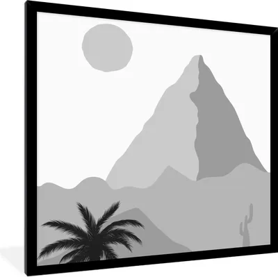 Produktbild von MuchoWow® Gerahmtes Poster Illustration - Pyramide - Schwarz - Weiß 40x40 cm - Poster mit Schwarzem Bilderrahmen Wandposter Rahmen Foto Bilder - Mit Rahmen - Wanddekoration Schlafzimmer