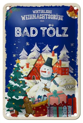 Produktbild von Blechschild Weihnachtsgrüße BAD TÖLZ Geschenk Dekoration  12x18cm