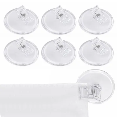 Produktbild von Selbstklebende Duschvorhang Clips - Fixierung gegen Spritzwasser - Badezimmer - Transparent 5 cm - 6 Stück