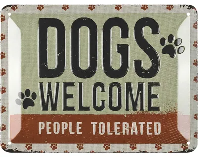 Produktbild von LANOLU Blechschild Hund, DOGS WELCOME Deko Hund Geschenke für Hundeliebhaber, Geschenk für Hundefreunde für Garten und Flur 15x20cm