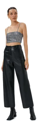 Produktbild von Koton Damen Crop-Top mit Pailletten, Spaghetti-Träger, schmal geschnitten