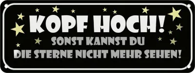 Produktbild von vianmo Blechschild 10x27 cm Kopf hoch sonst Sterne nicht Dekoration Spruch Zitat
