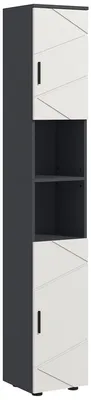 Produktbild von SUGIFT Badezimmerschrank schmal, Hochschrank mit verstellbaren Regalen, Spanplatte, Dunkelgrau-Hellgrau | 30 x 30 x 183 cm | 23 kg | Kippschutz