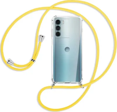 Produktbild von Handykette Backcover-Schutzhülle mit Band (Metall silberfarben) für Motorola Moto G200 5G - gelb