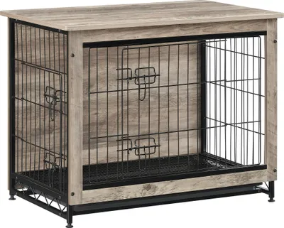 Produktbild von Feandrea Hundekäfig, Hundebox, mit herausnehmbarem Tablett, 2 Türen, für Hunde bis zu 20 kg, Greige