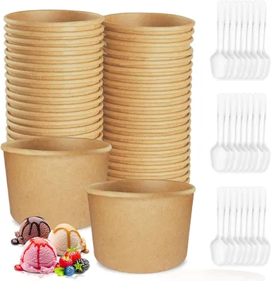 Imagen del producto de Vasos de papel desechables para llevar, 240 ml, paquete de 50 unidades, biodegradables, ideales para llevar