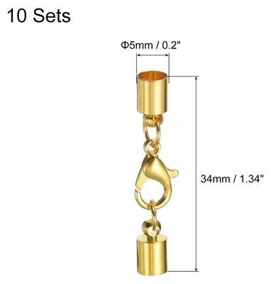 Produktbild von 10 Stš¹ck Kettenverschluss 5mm Lederkordel Endkappen mit Karabinerverschlš¹ssen Verschluss fš¹r Armb?nder Verschlš¹sse DIY Schmuckherstellung Herstellung Lederarmb?ndern, Goldfarben