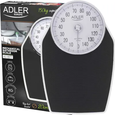 Produktbild von Adler AD 8177 Mechanische Personenwaage 150kg Schwarz, Kalibrierknopf