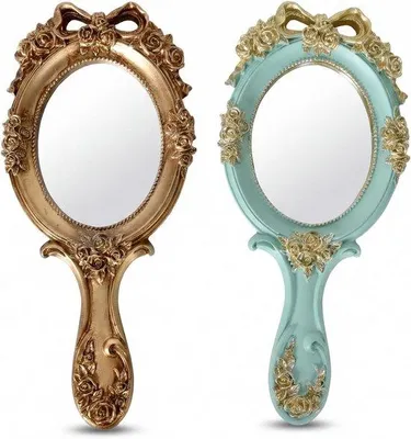 Produktbild von Handspiegel Oval - Vintage Design - Eingefasstes Harz - Perfekt für Make-up
