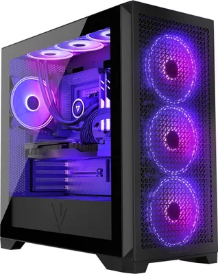Produktbild von MODECOM VOLCANO EXPANSE T APEX ARGB PC-Gehäuse, Schwarz, Midi Tower, ATX, Mesh-Front, Seitenteil aus gehärtetem Glas, 4x ARGB Lüfter