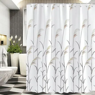 Produktbild von Duschvorhang weiß 150x200cm Schimmel- und wasserdicht Weizenährenmuster