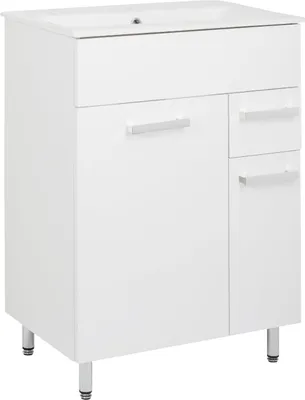 Zdjęcie produktu dla Szafka Łazienkowa z Umywalką Biała 60x40 Stojąca Szuflada Drzwi Lakier