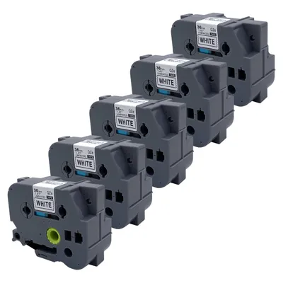 Produktbild von DULA Etikettenband - Kompatibel mit Brother P-Touch Tze-261 - 5 Stück - Schwarz auf weiß - 36mm x 8m