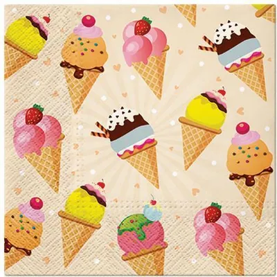 Zdjęcie produktu dla 20 Servietten Ice cream - Eiszeit 33x33cm