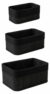 Zdjęcie produktu dla Zestaw 3 koszyków bambusowych z wkładem materiałowym, 30 x 20 x 13 cm