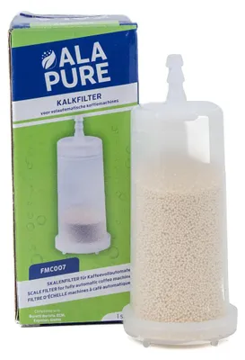 A product shot featuring a water filter cartridge and its packaging.