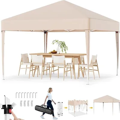 Produktbild von Pavillon,Pavillon 3x3 Wasserdicht Stabil Winterfest 3-fache Höhenverstellung,Faltpavillon UV Schutz 50+,Pavillon Faltbar,Pavillion mit Tragetasche,Für Garten Outdoor Camping,Beige