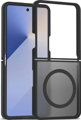 Obrázek produktu pro Magnetické pouzdro pro Samsung Galaxy Z Flip 7, kompatibilní s MagSafe, matná průsvitná zadní strana, odolné proti nárazům Černá