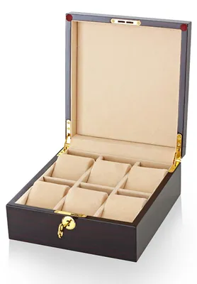 Produktbild von Exklusive Uhrenbox für 6 Uhren – Wenge Finish mit Veloursfutter