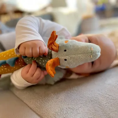 Immagine prodotto di sigikid PlayQ Klett-Drache Yellow, Kuscheltier, Babyspielzeug, Greifspielzeug, Spielzeug, Polyester, 43228