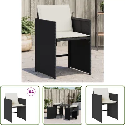 Produktbild von The Living Store Gartenstühle mit Kissen 4 Stk. Schwarz Poly Rattan