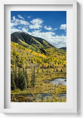 Produktbild von Bergvegetation Landschaft– Wandbild mit Rahmen – Gerahmtes Bild  – Wanddekoration – 40x60 cm – Weiß