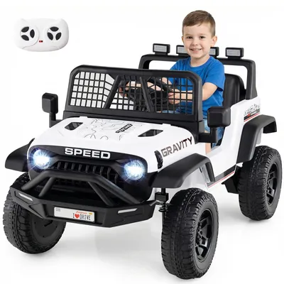 Produktbild von COSTWAY 24V Kinder Elektroauto, elektrisches Kinderauto mit 2,4G Fernbedienung, Musik, Hupe, LED&Federung, Elektrofahrzeug für Kinder 3+Weiß