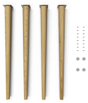Produktbild von 4x sossai Holzfüße rund - gerade Ausführung 71cm Eiche