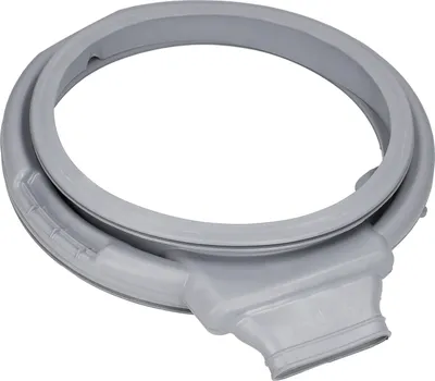 A gray washing machine door seal is shown against a white background.