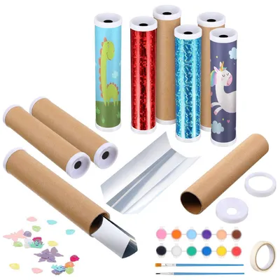 Produktbild von Kaleidoskop Bastelset für Kinder 12 Stück DIY mit Acrylfarben und Pinseln