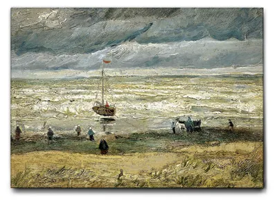 Immagine prodotto di Vincent Van Gogh - Marina a Scheveningen - 70L x 50l cm - Quadro Tela Canvas Telaio Standard